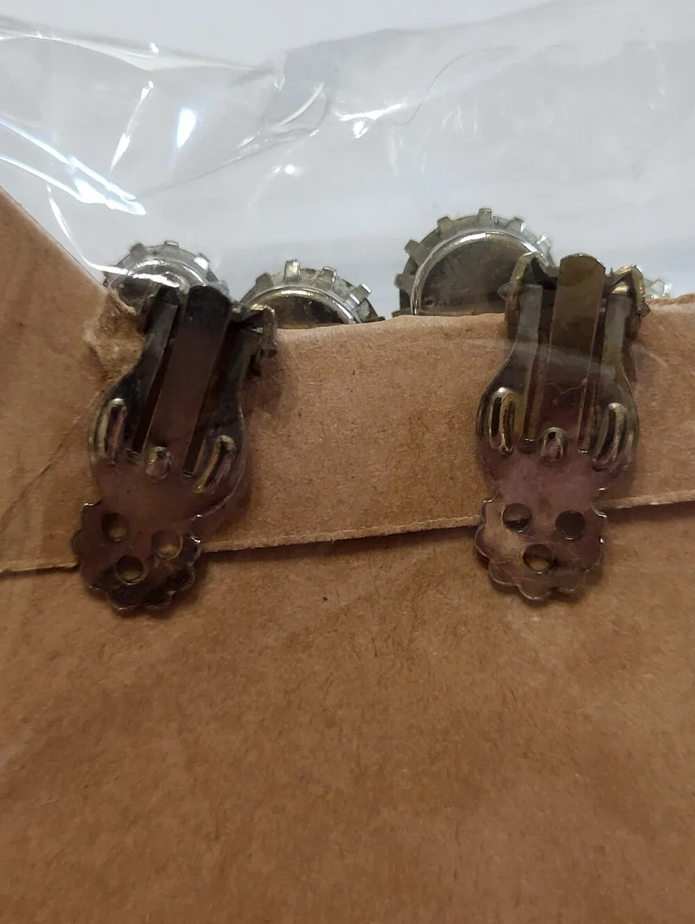 Vintage-Inspired Brown and Amber Crystal Ear Crawler Clip Earrings